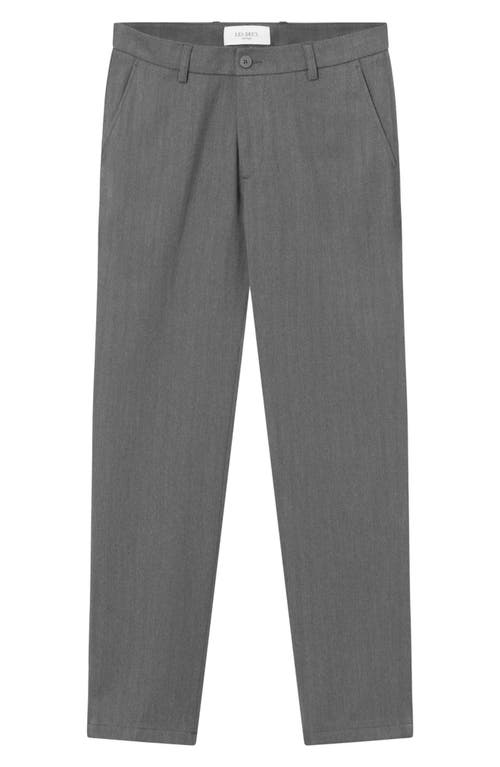 Les Deux Como Herringbone Stretch Flat Front Pants in Light Grey Melange/charcoal