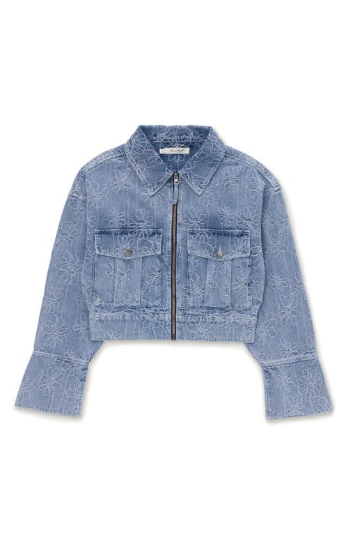 HONOR THE GIFT Crop Denim Jacket in Light Blue 