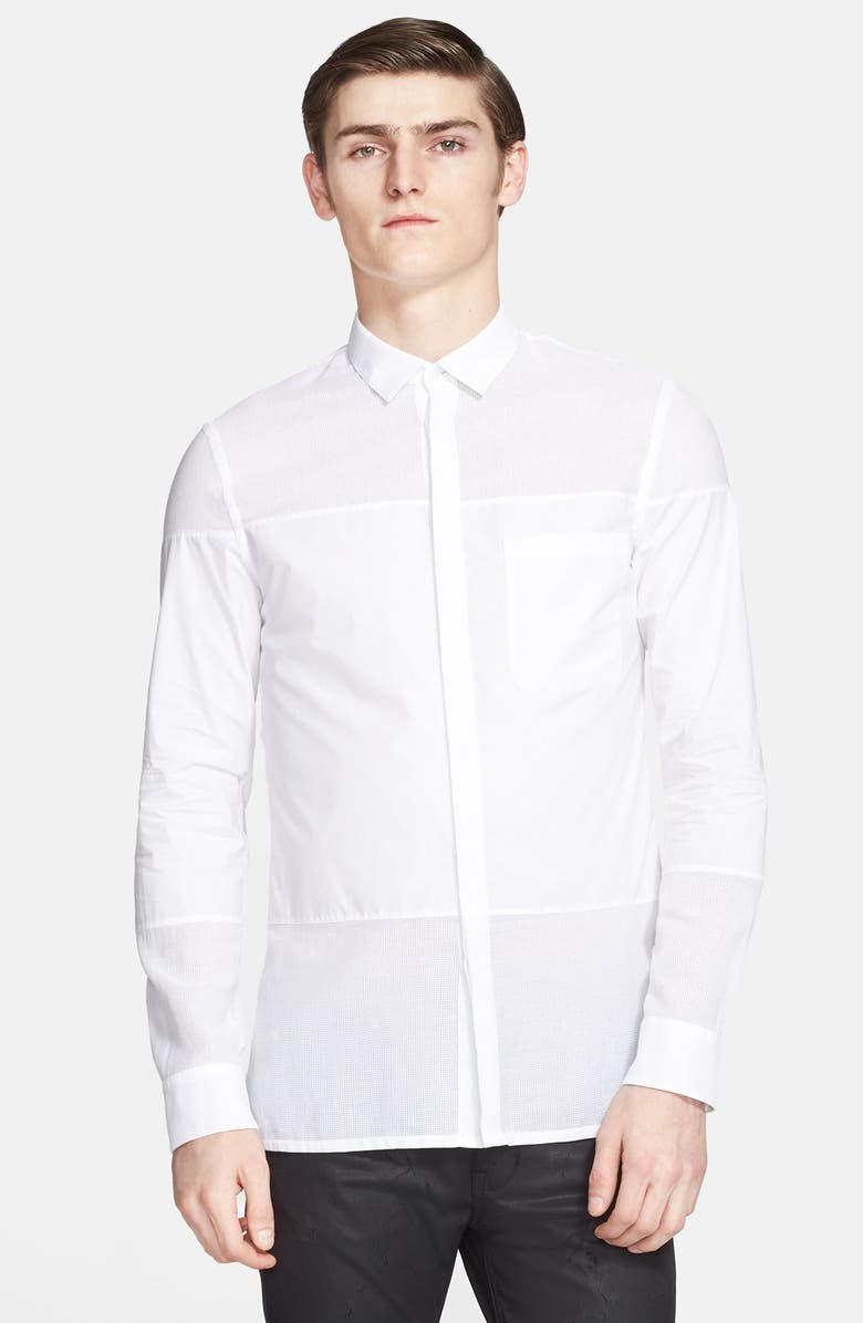Helmut Lang Trim Fit Paneled Cotton Gauze Shirt | Nordstrom