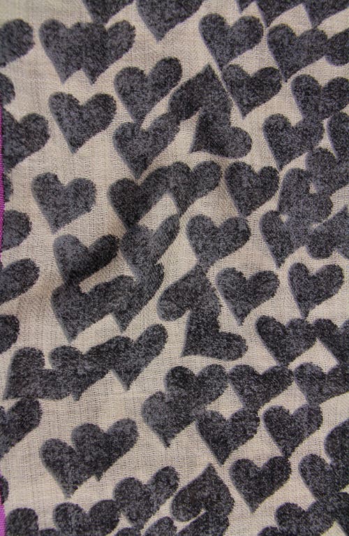 Saachi Heart Wool & Silk Scarf In Charcoal