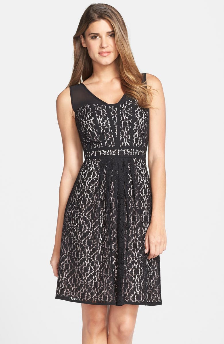 Adrianna Papell Paneled Lace Fit & Flare Dress | Nordstrom