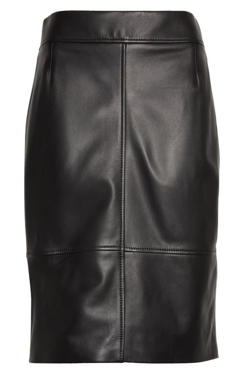 Hugo Boss Pencil Skirt In Leather With Feature Seaming In Black