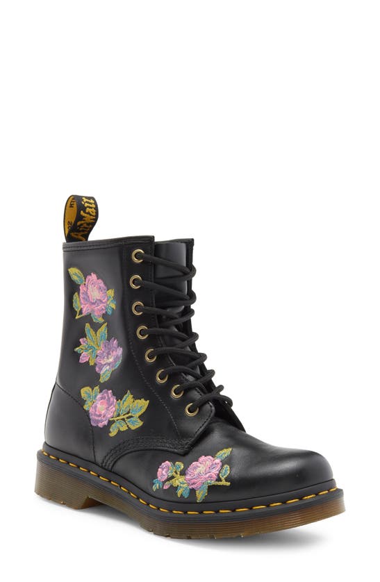 Dr. Martens' Dr. Martens 1460 Vonda Ii Flower Embroidered Boot In Black