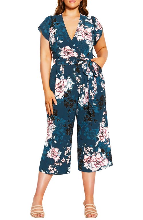 City Chic Blossom Floral Jumpsuit in Jade Blossom at Nordstrom