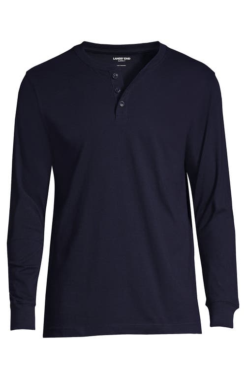 Shop Lands' End Super-t Long Sleeve Henley Shirt In Radiant Navy