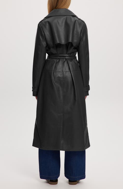 Noize Leather Trench Coat In Black