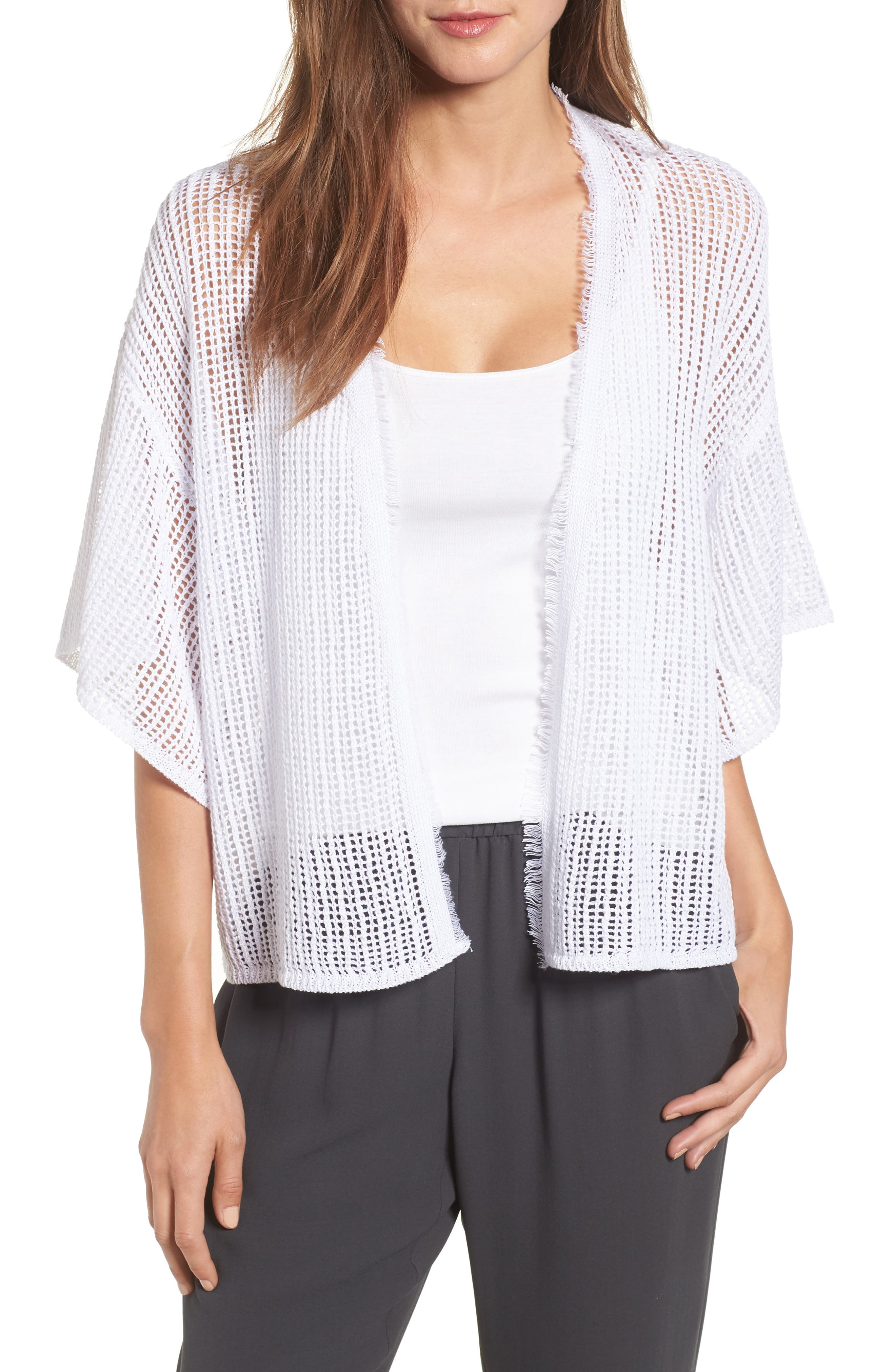 Eileen Fisher Short Organic Linen Cardigan Nordstrom