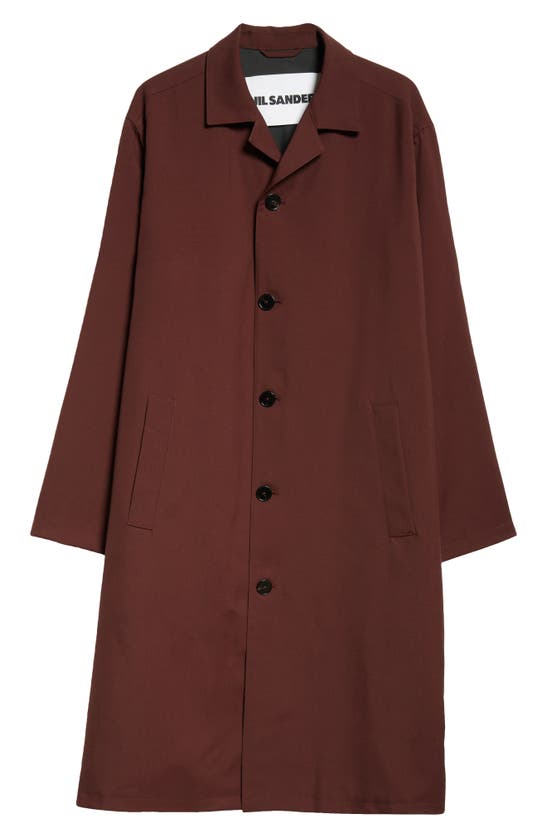 Shop Jil Sander Oversize Longline Wool Coat In Chestnut Brown