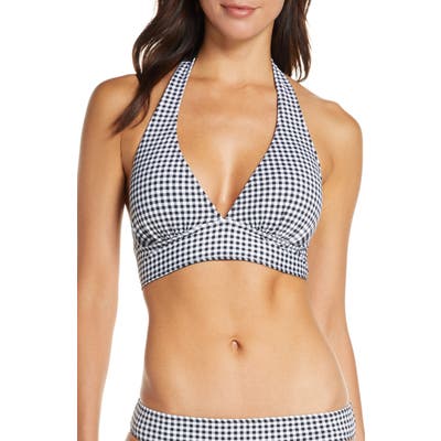 Tommy Bahama Gingham Gingham Reversible Halter Bikini Top, Black
