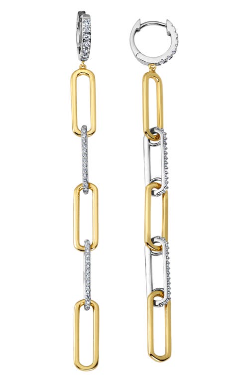 Crislu Two Tone Cubic Zirconia Paperclip Chain Drop Earrings in Platinum & Gold at Nordstrom