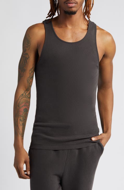 Value Packs of Men's Black & White Ribbed 100% Cotton Tank Top A