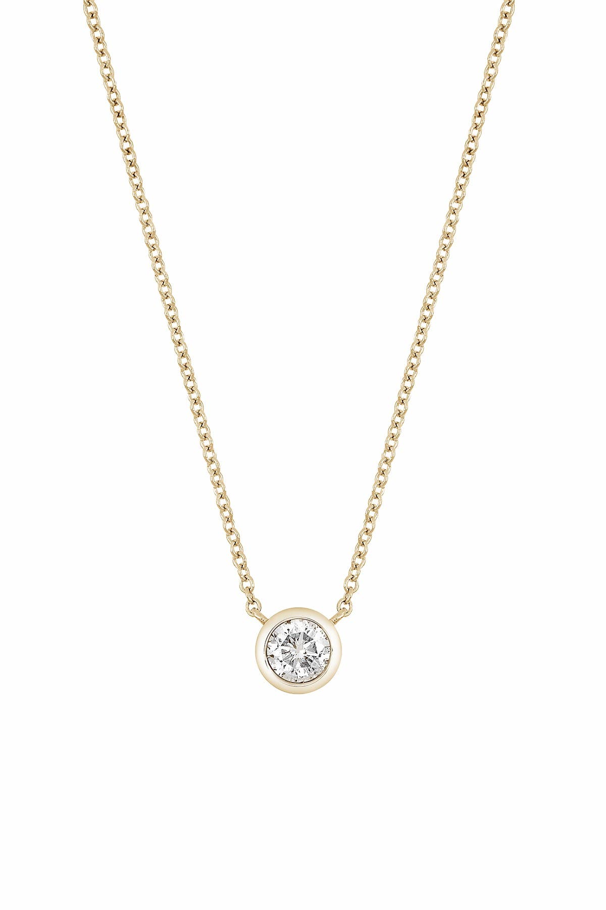 round bezel solitaire diamond pendant necklace