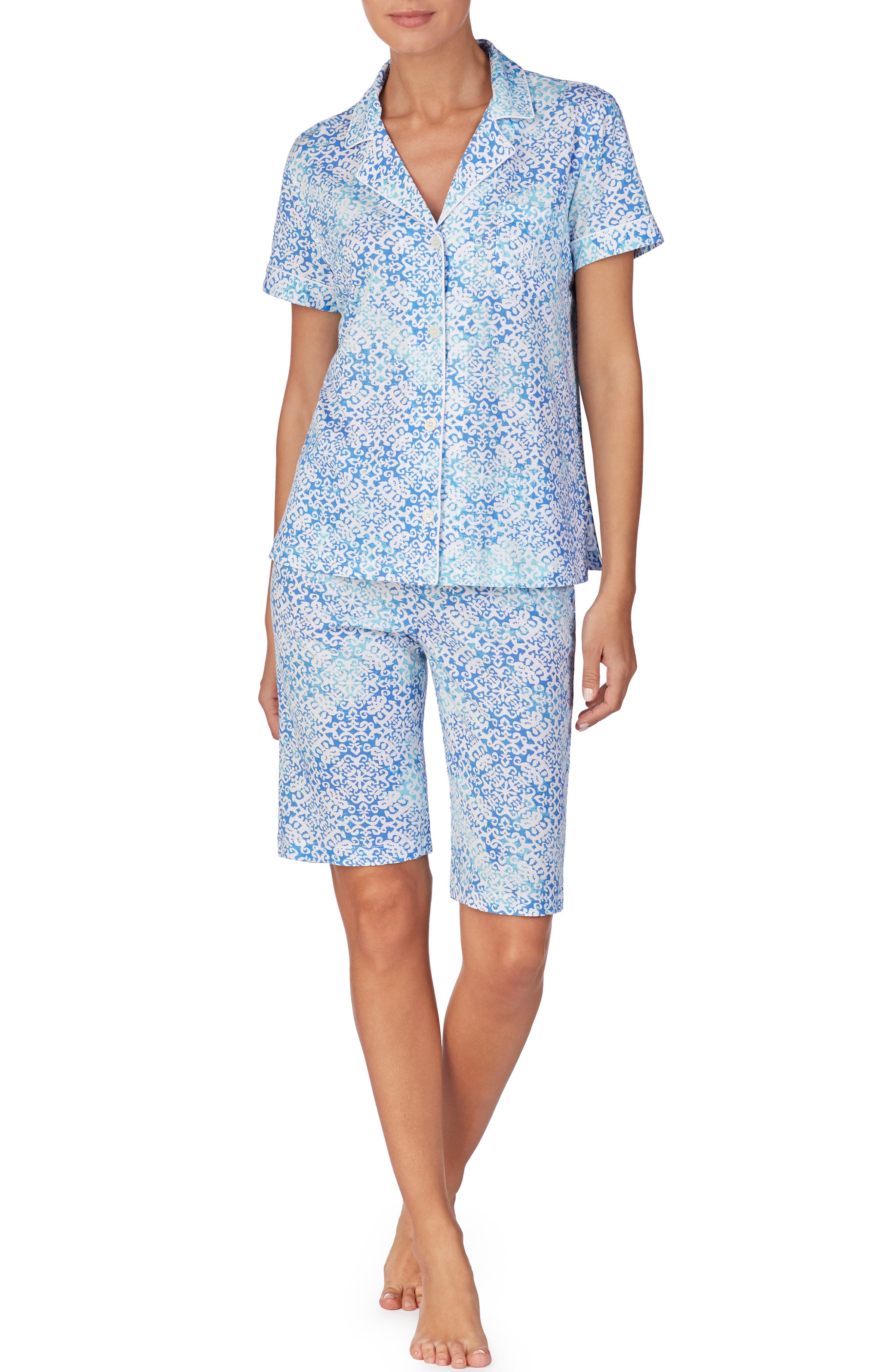 Plus Size Lauren Ralph Lauren Bermuda Short Pajamas, Green