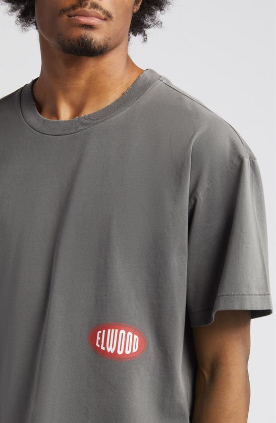 Shop Elwood Crop Jersey Graphic T-shirt In Vintage Grey
