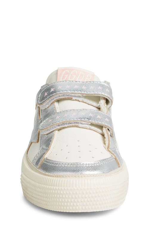 Golden Goose May School Sneakers In White/silver/pink