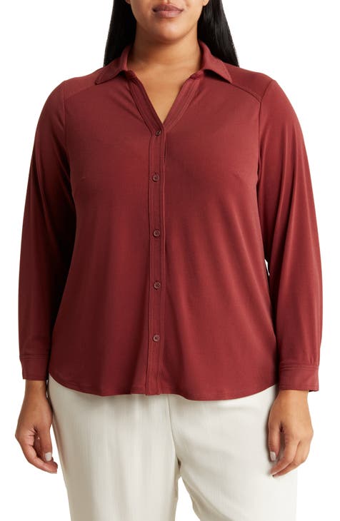 Long Sleeve Button-Up Top (Plus)