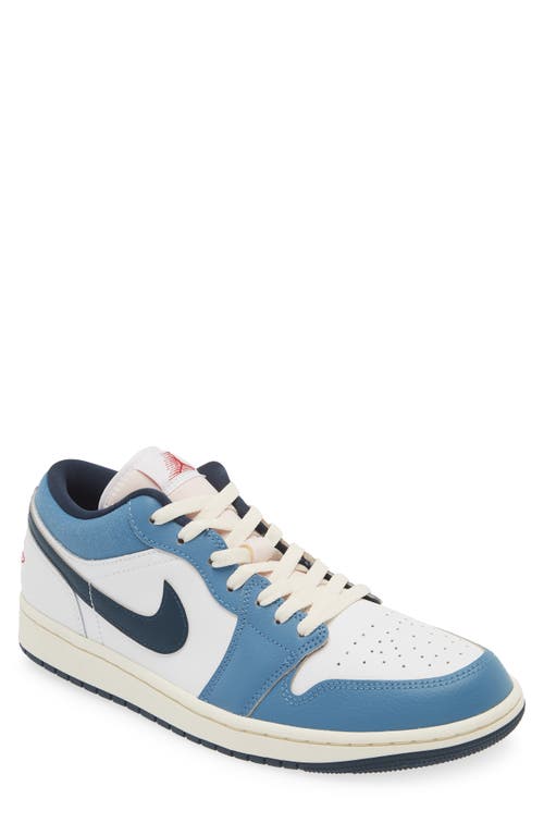 Shop Jordan Air  1 Low Sneaker In White/navy/aegean Storm