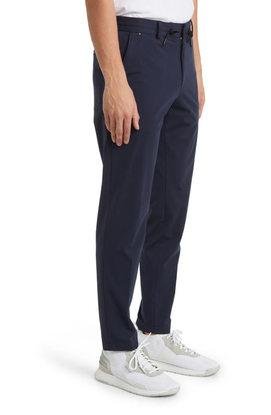 Shop Hugo Boss Genius Flat Front Drawstring Pants In Dark Blue
