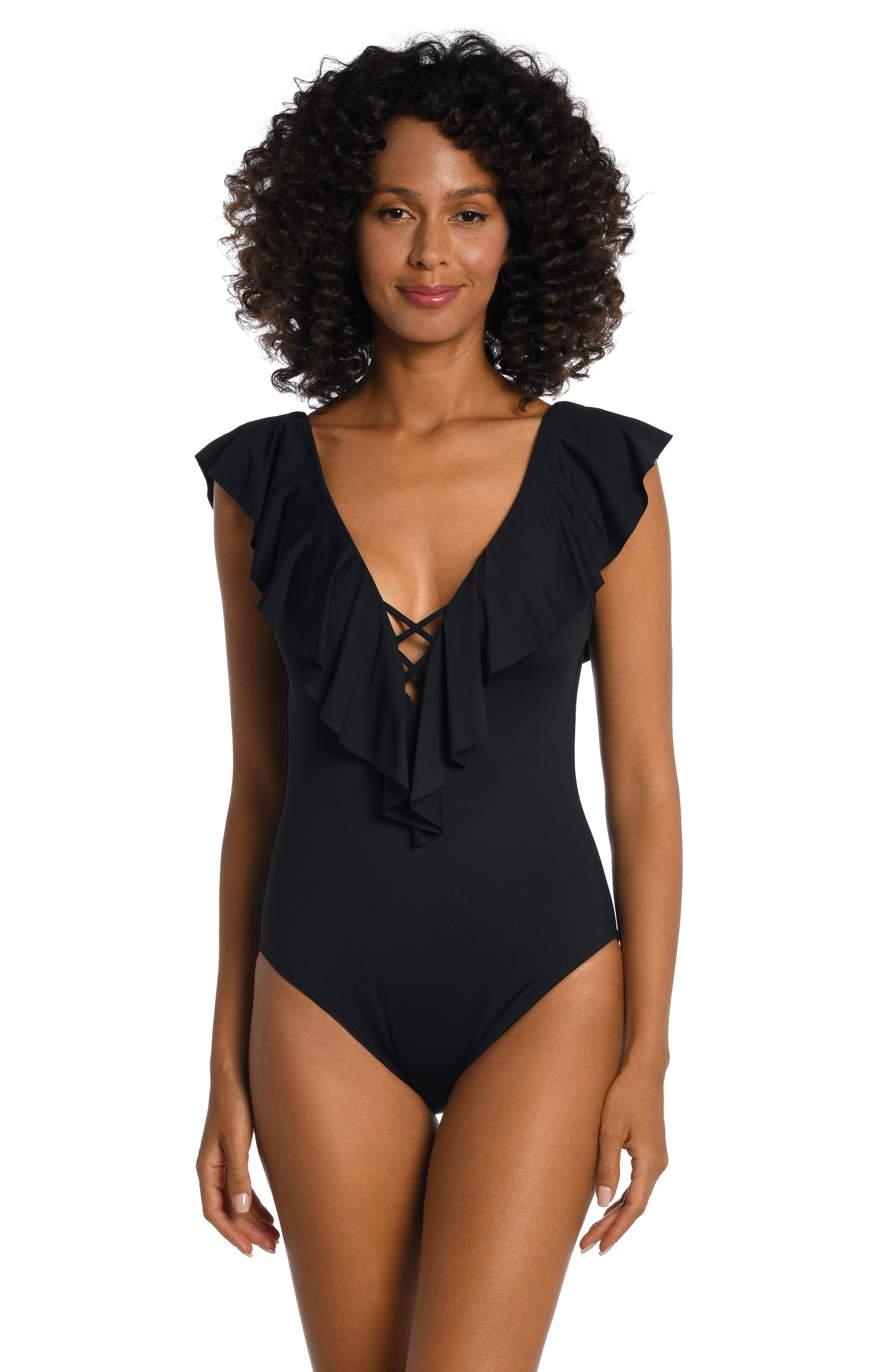 plunge ruffle swimsuit