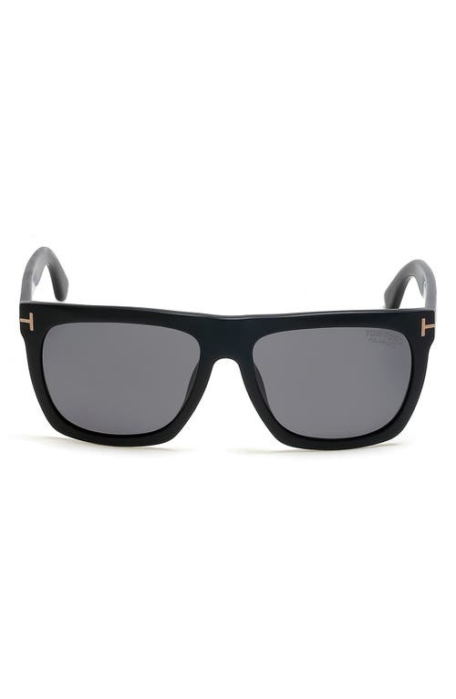 Shop Tom Ford Morgan 57mm Polarized Square Sunglasses In Shiny Black/smoke Polarized