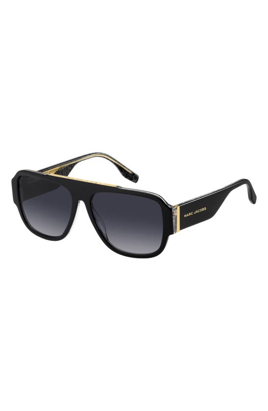 Shop Marc Jacobs 58mm Flat Top Sunglasses In Black Pattern / Grey Shaded