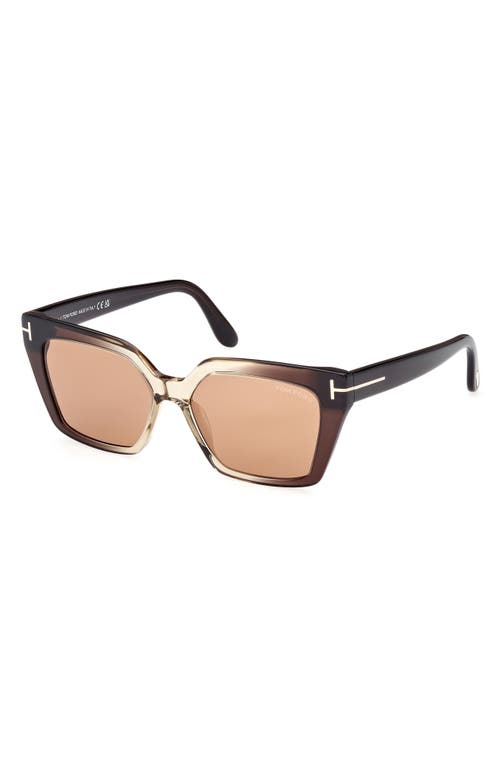 Shop Tom Ford Winona 53mm Gradient Polarized Cat Eye Sunglasses In Shiny Beige/brown