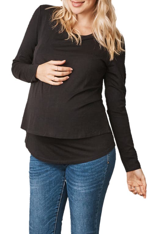 Angel Maternity Double Layer Maternity/Nursing Top in Black at Nordstrom, Size Xx-Large