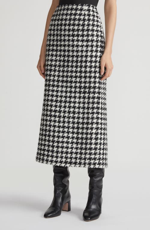 Shop Lafayette 148 New York Twisted Houndstooth Wool Blend Pencil Skirt In Black Multi