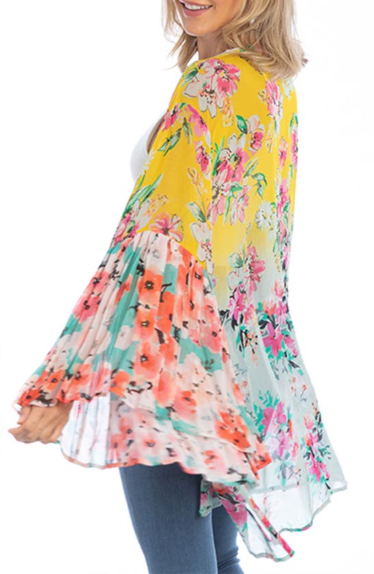 Shop Saachi Floral Ruffle Duster In Yellow