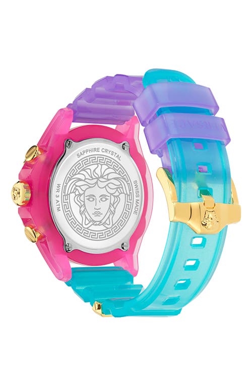 Shop Versace Icon Active Chronograph Silicone Strap Watch, 44mm In Transparent Pink