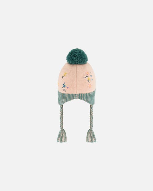 Shop Deux Par Deux Baby Girl's Peruvian Knit Hat Light Pink, Sage Green And Flowers In Embroidered Flowers