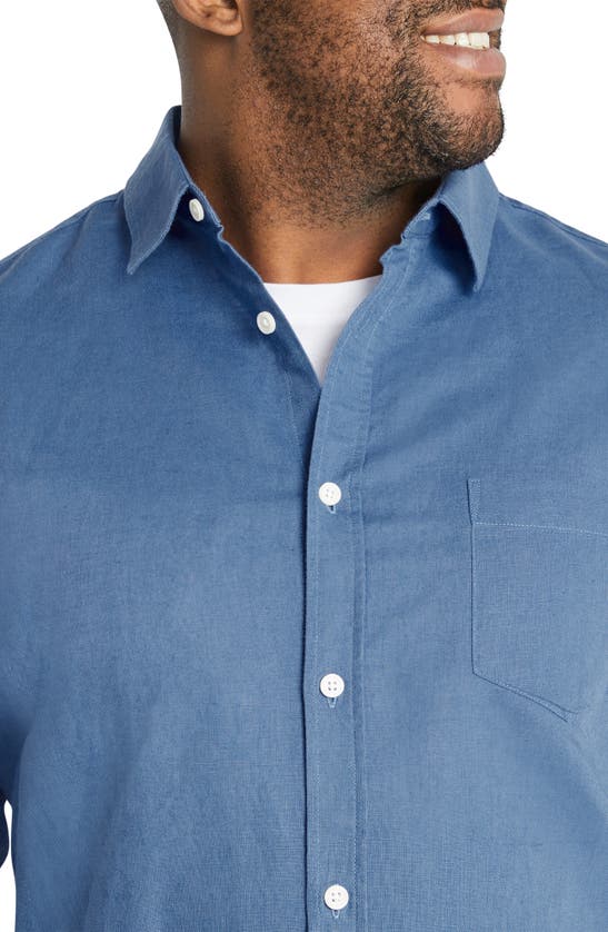 Shop Johnny Bigg Anders Linen & Cotton Button-up Shirt In Azure