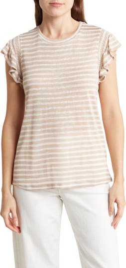 Adrianna Papell Ruffle Sleeve Slub Knit T Shirt Nordstromrack