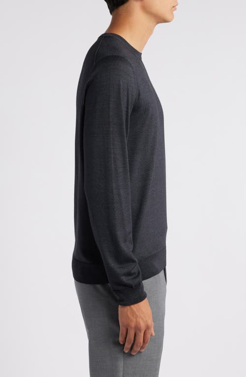 Shop Canali Wool & Silk Crewneck Sweater In Charcoal