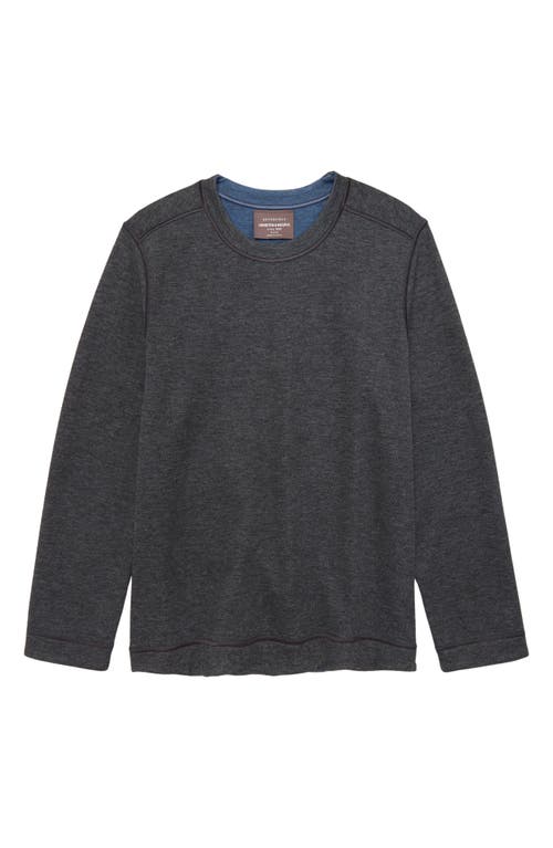 Johnston & Murphy Kids' Solid Reversible Crewneck Long Sleeve T-shirt In Charcoal/blue