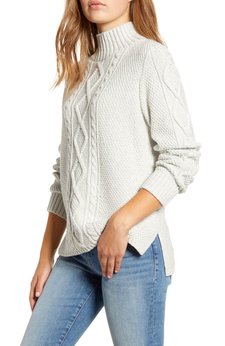 Lucky Brand Cable Knit Turtleneck Cotton & Wool Blend Sweater | Nordstrom