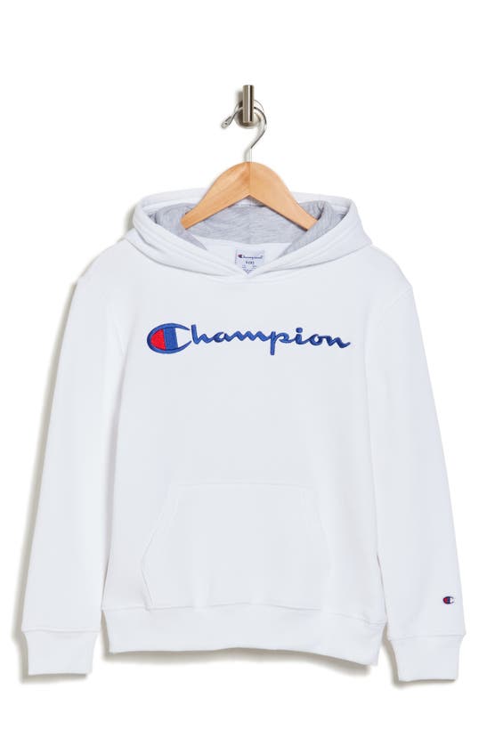 Shop Champion Kids' Fleece Hooded Pullover In Bright White