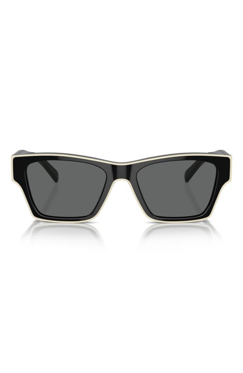 Shop Tory Burch 53mm Rectangular Sunglasses In Black/grey