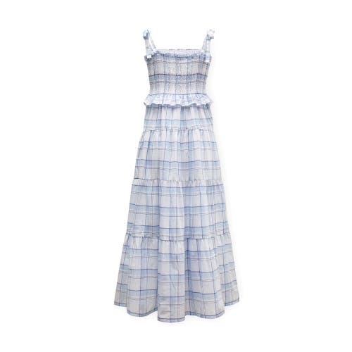 Shop Hope & Henry Organic Smocked Tiered Dress In Classic Blue Tonal Plaid