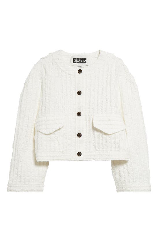Shop Eenk Stretch Cotton Tweed Jacket In White