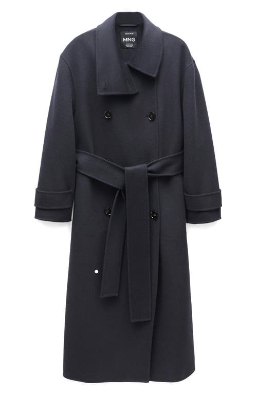 Mango Women's Double-breasted Wool Coat In Dark Navy