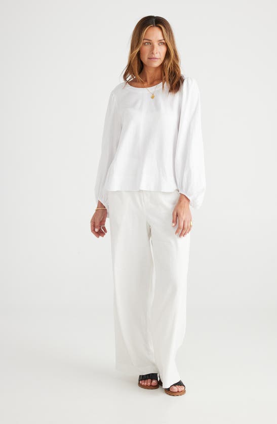 Shop Brave + True Dorothy Linen Blend Top In White