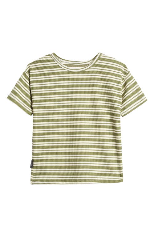 TINY TRIBE Kids' Stripe Waffle Knit T-Shirt Forest at Nordstrom,