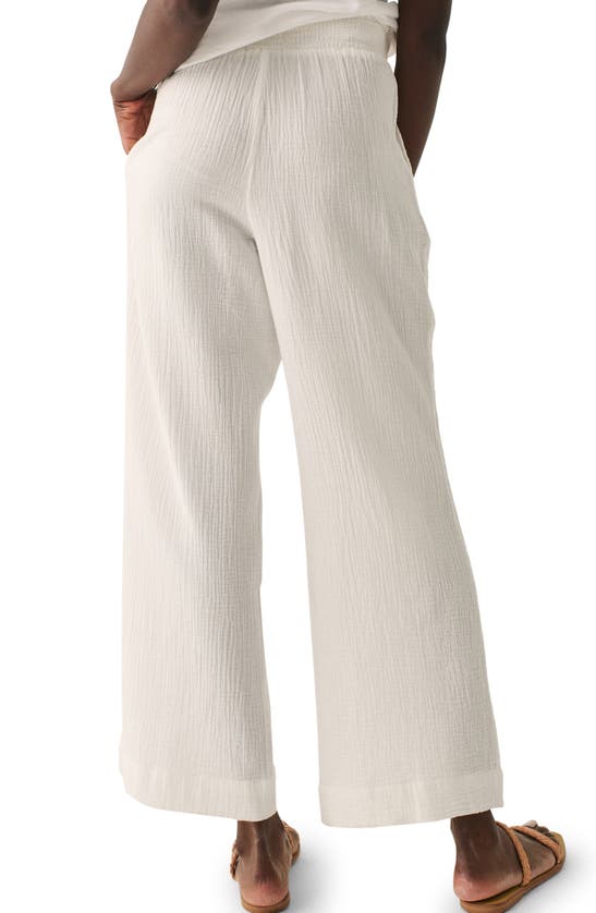 Shop Faherty Dream Organic Cotton Gauze Wide Leg Pants In White