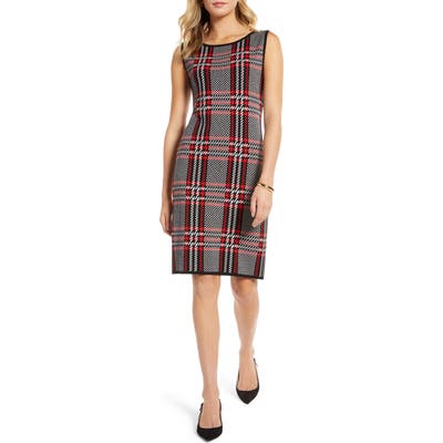 Petite 1901 Plaid Sleeveless Sweater Dress, Black
