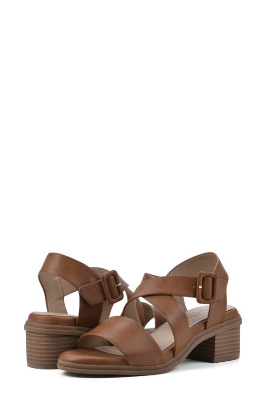 Cliffs By White Mountain Cordovan Heeled Sandal In Whiskey/ Burnished/ Smooth