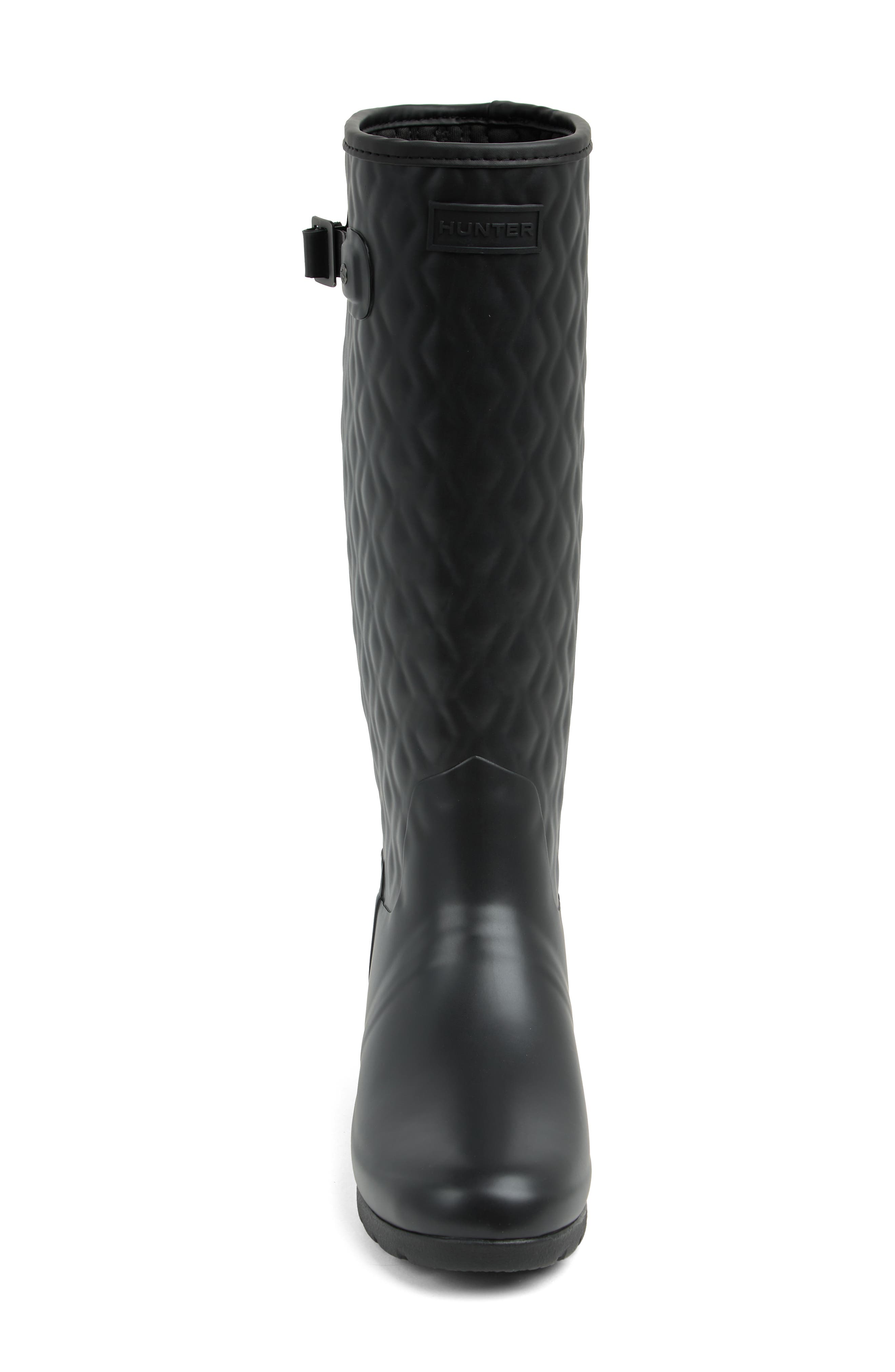 hunter refined high gloss quilted short rain boot