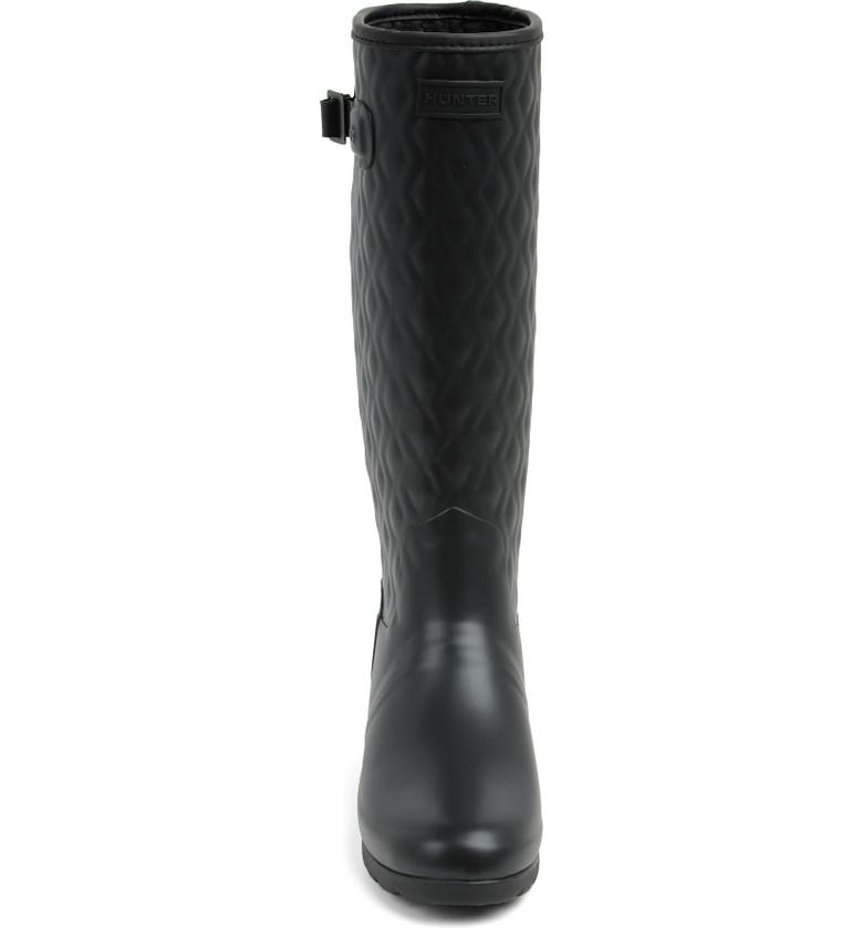 HUNTER Refined Tall Quilted Waterproof Rain Boot, Alternate, color, BLACK