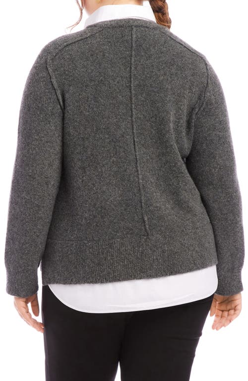 Shop Karen Kane Mixed Media Layered Sweater In Gray