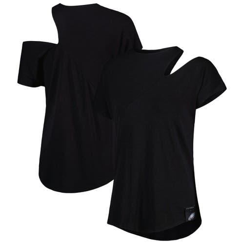 Women's KIYA TOMLIN Black Philadelphia Eagles Cut Out Tri-Blend Shirt
